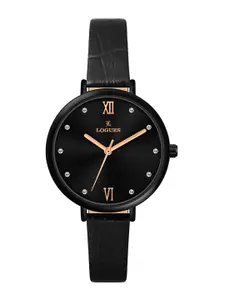 L LOGUES Women Brass Dial & Leather Straps Analogue Watch L E-685 NL-03