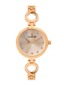 L LOGUES Women Brass Dial & Bracelet Style Straps Analogue Watch L E-708 WM-06