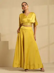 indy Raaga Flutter Sleeves Satin Ready to Wear Lehenga & Blouse