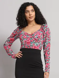 Dream Beauty Fashion Women Floral Printed Sweetheart Neck Top