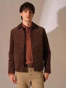 SELECTED Men Spread Collar Textured Solid Cotton Casual Shirt