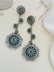 ABDESIGNS Silver Plated Artificial Stones & Beads Classic Drop Earrings