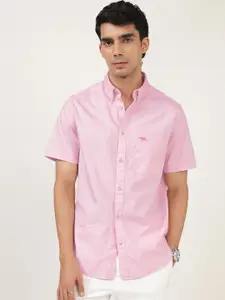 Andamen Men Premium Button-Down Collar Solid Cotton Casual Shirt