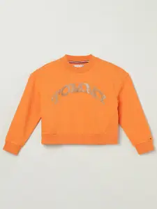 Tommy Hilfiger Girls Embellished Solid Round Neck Sweatshirt