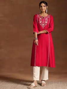 Libas Floral Yoke Design Thread Work Straight Floral Kurta