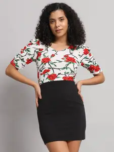 Dream Beauty Fashion Women Floral Printed Sweetheart Neck Top