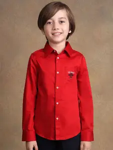 One Friday Boys Comfort Spread Collar Solid Cotton Formal Shirt