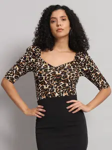 Dream Beauty Fashion Women Animal Printed Sweetheart Neck Top