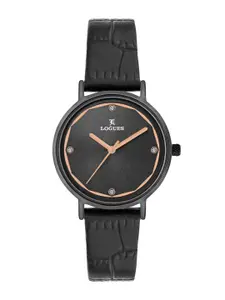 L LOGUES Women Brass Dial & Leather Textured Straps Analogue Watch L 5095 QL-44