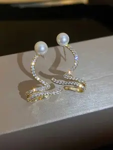 KRENOZ Gold Plated Classic Pearls Earcuffs