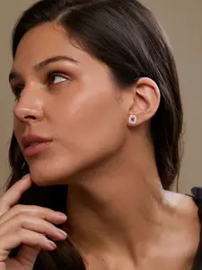 MINUTIAE Rose Gold Plated Kundan Geometric Studs