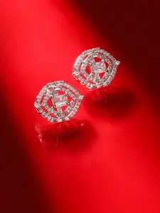 Priyaasi Silver-Plated Contemporary American Diamond Studs Earrings