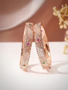 Priyaasi Rose Gold Plated AD Stone Studded Bangles