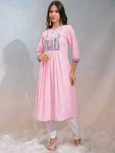 Vishudh Floral Embroidered A Line Kurta