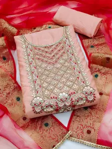 KIMISHA Floral Yoke Design Beads and Stones Unstitched Dress Material