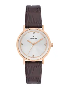 L LOGUES Women Brass Dial & Leather Textured Straps Analogue Watch L 5095 WL-02