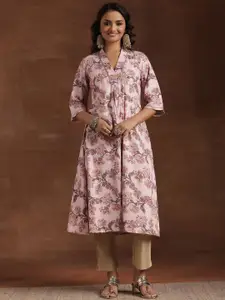 Libas Floral Printed V Neck Cotton A Line Kurta