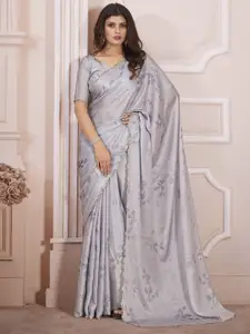 Anouk Floral Beads and Stones Satin Saree