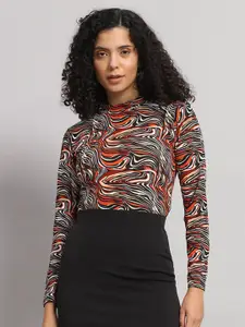 Dream Beauty Fashion Women Abstract Printed Round Neck Top