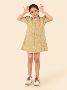 Fabindia Girls Floral Print A-Line Mini Dress