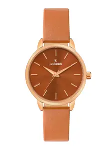 L LOGUES Women Brass Dial & Leather Straps Analogue Watch L E-686 WL-05