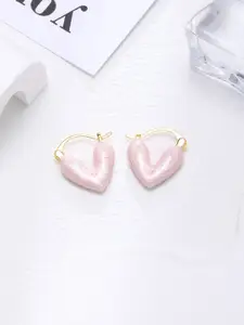 VAGHBHATT Gold-Plated Heart Shaped Hoop Earrings