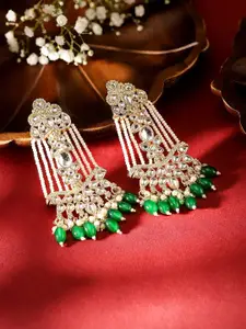 Priyaasi Gold-Plated Contemporary Kundan Drop Earrings