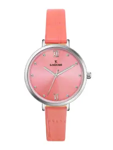 L LOGUES Women Brass Dial & Leather Straps Analogue Watch L E-685 SL-09