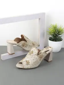 Metro Women Embellished Block Heel Mules