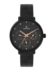 L LOGUES Women Brass Dial & Leather Straps Analogue Watch L 1712 NL-03