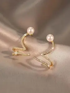 KRENOZ Gold Plated Classic Pearls Earcuffs