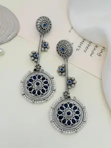 ABDESIGNS Silver Plated Artificial Stones & Beads Classic Drop Earrings