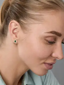 MINUTIAE Rose Gold Plated Kundan Teardrop Shaped Studs