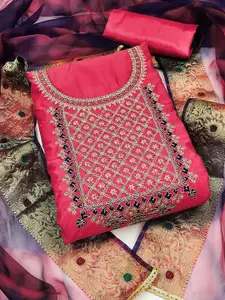 KIMISHA Floral Embroidered Beads & Stones Unstitched Dress Material