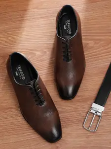 Teakwood Leathers Men Textured Leather Formal Oxford Shoes