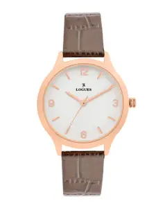 L LOGUES Women Brass Dial & Leather Straps Analogue Watch L E-683 WL-02