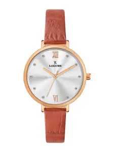 L LOGUES Women Brass Dial & Leather Straps Analogue Watch L E-685 WL-02