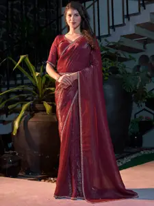 Anouk Beads and Stones Pure Chiffon Designer Saree