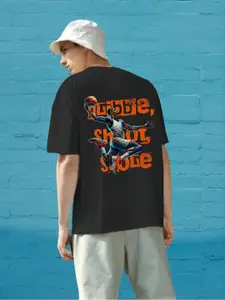 Elibolz Men Typography Printed Round Neck Cotton Oversized T-shirt