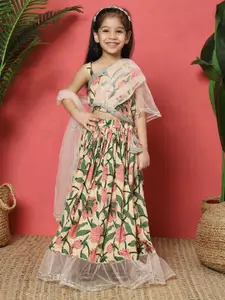 Readiprint Girls Printed Ready to Wear Lehenga & Blouse With Attached Dupatta