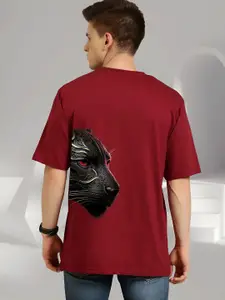 Elibolz Men Graphic Printed Round Neck Cotton Oversized T-shirt