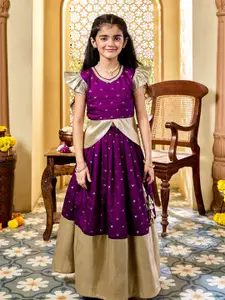 VASTRAMAY Girls Woven Design Ready to Wear Lehenga With Choli