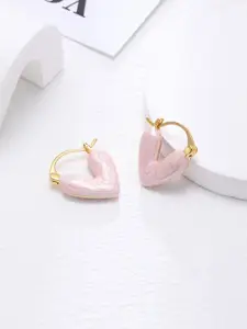 KRENOZ Gold Plated Heart Shaped Anti Allergy Hoop Earrings