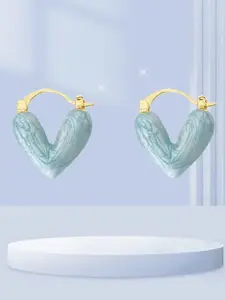 KRENOZ Gold Plated Heart Shaped Anti Allergy Hoop Earrings
