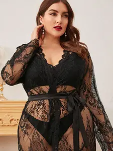 LULU & SKY V-Neck Long Sleeve Night Robe