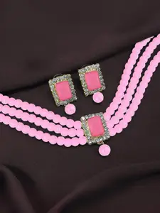 I Jewels Gold-Plated Beaded Necklace and Earrings