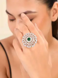 Silvermerc Designs Silver Plated American Diamond Finger Ring