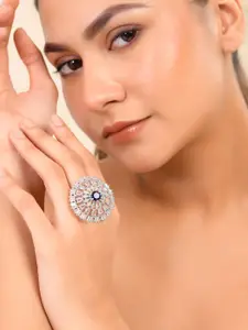 Silvermerc Designs Silver Plated American Diamond Finger Ring