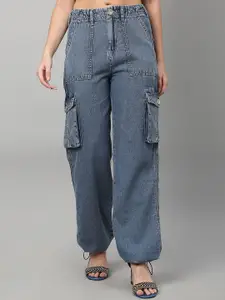 TARAMA Women Regular Fit High-Rise Cargo Styles Jogger Jeans