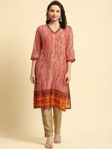 Shree Striped V-Neck Straight Kurta